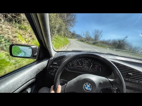 POV: BMW E36 325i on Curvy Mountain road with powerslides