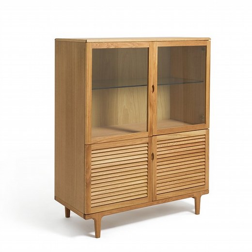 Buy Habitat Oiled 2 Door Glass Display Cabinet - Oak | Display cabinets | Argos