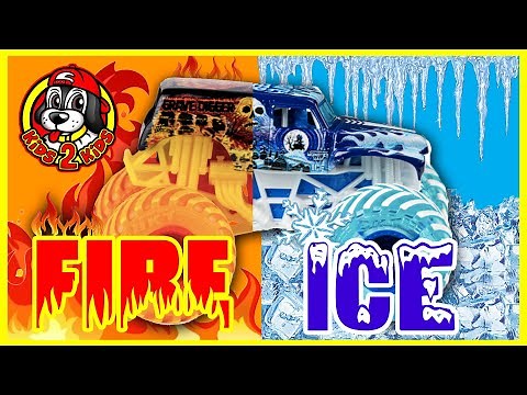 Monster Truck Toys - 🔥 FIRE & ICE ❄️ MONSTER JAM Challenge & Downhill Racing - 1 HOUR COMPILATION!