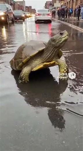 This Turtle Directed Traffic in a Flood 😳🐢