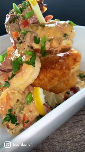 🥣 Fried Grits w/ Cajun Lobster 🦞 x Shrimp 🦐