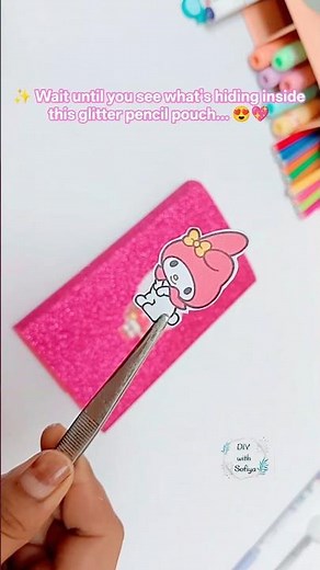 ✨ DIY Glitter My Melody Pencil Pouch 🎀 So Cute!