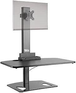 Ergotech Freedom Stand, Includes Single Monitor Stand, Adjustable Sit Stand Desk 30" Wide, 0-13.2lb weight capacity, 13"-30" Monitor size, VESA compatible 75x75, 100x100, Black