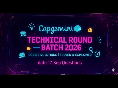 Capgemini Coding Round Questions (Batch 2026) - Recent Asked Coding Questions & Solutions! (17 Sep)✅
