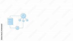 Animated computer network elements. Connections and access. Full sized flat icons 4k video footage with alpha channel. Pastel blue color contour illustration for motion graphic design and animation