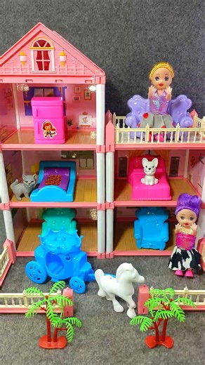 Satisfying Unboxing Cute Pink Barbie Princess Villa Playset | Bedroom Toys Collection Review | ASMR