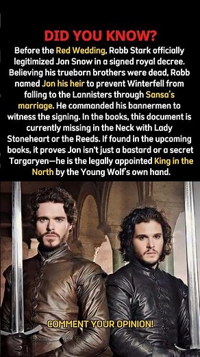 Robb Stark’s Final Secret: Jon Snow is a Stark