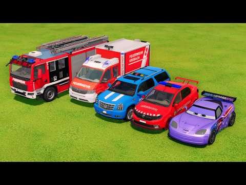Tranporting Coloful Rainbow Police Cars - Farming Simulator 22 #33