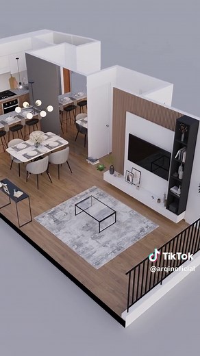 Diseño de Cocina, Comedor y Sala en 22m2: Ideas Modernas