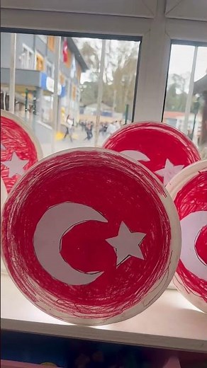 Making a 3D flag from paper plates and plastic bottles🇹🇷 #event #october29