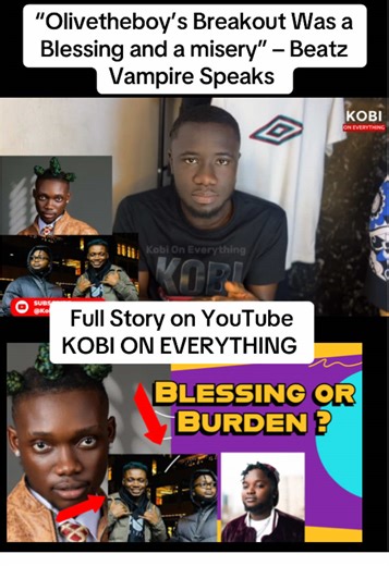 Beatz Vampire, Olivetheboy’s producer and manager, explains how his breakout came with both opportunities and challenges after the song blew up before many people knew his face. #ghanatiktok🇬🇭 #kobioneverything