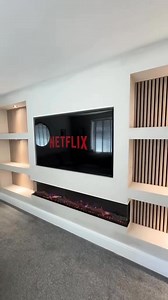 The @ezeeglow 72" Celestial Media Wall Electric Fire at the heart of this stunning build. 🎥: @charlesandivy ⚒️: @mc_mediawalls https://www.gr8fires.co.uk/products/ezee-glow-72-celestial-built-in-electric-fire?utm_medium=Social&utm_source=Social | Gr8 Fires | Woodburning Stoves | Electric Fires | Fireplaces