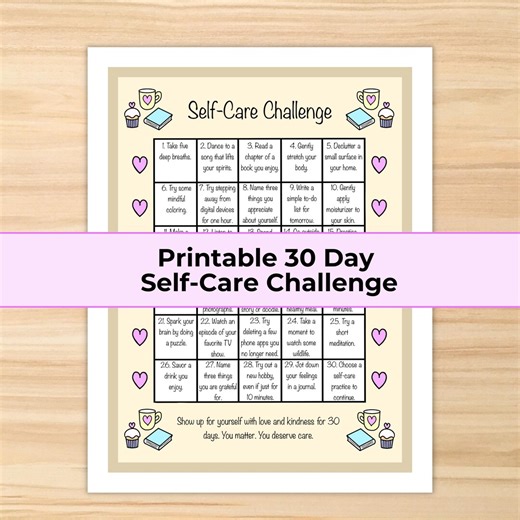 Gentle Self-care Reset Printable | 30 Day Self-care Challenge (PDF Download) - Etsy