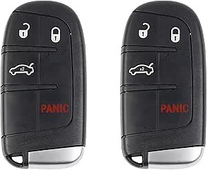 Dasbecan 2Pcs Key Fob Replacement Compatible with Dodge Charger Challenger Dart Durango Chrysler 300 2011-2018 Keyless Entry Remote Car Key Replaces 68051387AC M3N-40821302
