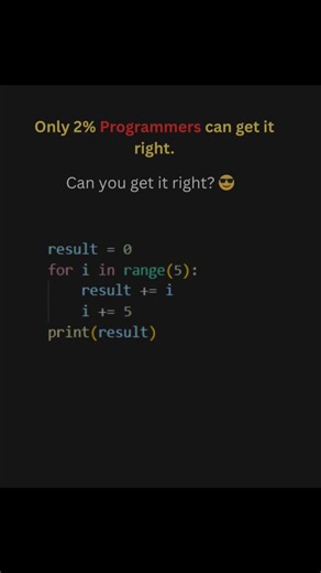 Yuvraj Vij on Instagram: "Standard Loops trick, Only 2% can solve this, Can You? 😎💪 Follow @bitsbyuvi #coding #trending #python #ai #machinelearning #dsa"