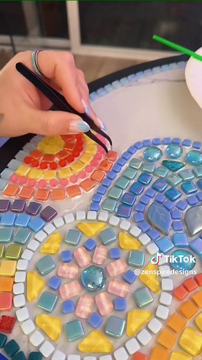 Mosaic Table Work in Progress: Labor of Love
