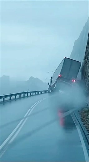 Truck Loses Control and Falls Off a Steep Mountain Cliff