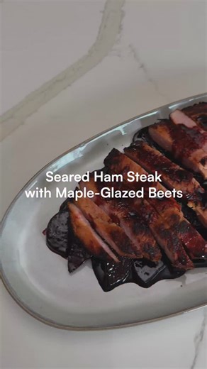 Seared Ham Steak with Maple-Glazed Beets Recipe: Since they’re smoked and precooked, the time in the pan is minimal, and you can focus on cooking the gorgeous beets, which soak up caramelized bits of maple-mustard glaze. If you can’t find smoked ham steaks, have the deli slice some extra-thick pieces of their best sandwich ham. Ingredients: 2 tablespoons good-quality vegetable oil 1/4 cup maple syrup 1 tablespoon cider vinegar 1 tablespoon Dijon mustard Salt and pepper 1 pound ham steak (1/2 to 