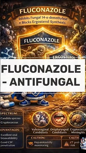 Fluconazole Explained 💊 | MOA, Uses, Dose & Side Effects #neetpg #medical #fungalinfection #ytshorts