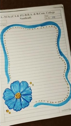 Floral front design paper ideas 💙🍃#shorts #youtubeshorts #frontpage #art #paperborder #shortsfeed