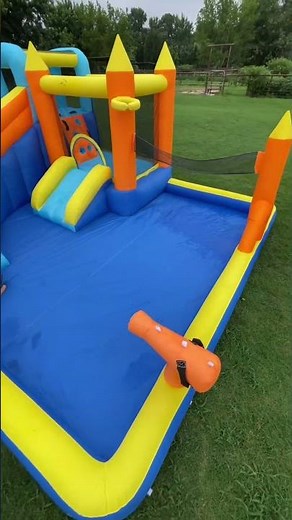 This inflatable water slide and bounce house is one of the easiest ways to get kids outside and
