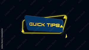 3d animation text Quick tips on trendy flat geometric banner. Flying and rotating object. 4K Video motion graphic animation.