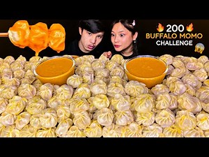 200 BUFFALO MOMO CHALLENGE WITH DEEP😱SPICY ACHAR🔥200 DUMPLING EATING CHALLENGE | MUKBANG