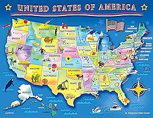 Springbok's 60 Piece Children's Jigsaw Puzzle USA Map - Made in USA