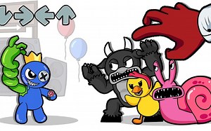 蓝朋友来了~FNF Heroes VS FORGOTTEN Rainbow Friends VS Blue