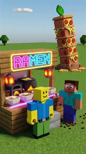 When a Noob enters a Minecraft Server... 🍜🚫 #Roblox #Minecraft #Gaming