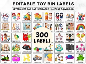 Toy Bin Labels, Toy Bin Labels Editable, Playroom Labels, Trofast Labels, Montessori, Homeschool, Pre-k Classroom, Playroom Organization - Etsy