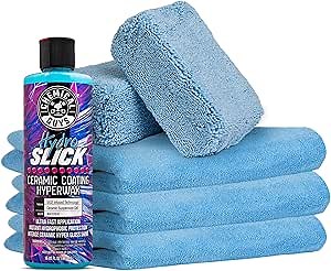 Chemical Guys HOL229 Ultimate Ceramic Coating Kit - HydroSlick HyperWax SiO2 Gel (16 fl oz) for Long-Lasting Shine & Protection, with 2 Premium Microfiber Applicators & 3 Workhorse Towels, (6 Items)