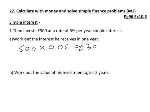 Year 11 22. Calculate with money and solve simple finance problems