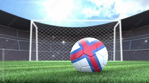 France soccer ball, rolling into stadium with camera flashes. 3D animation