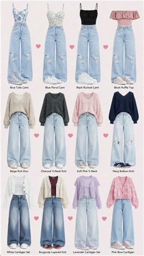 12 Trendy Cami, Knit & Cardigan Outfit Ideas | Feminine Wide-Leg Jeans Styling Inspiration ✨ #shorts