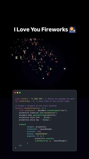 I love you fireworks #CSS #HTML #WebDesign #Coding #Programming #Frontend #UIUX #python #backend