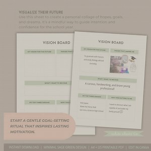 Student Vision Board, Printable Goal-setting Page, Growth Mindset Planner, Academic Vision Journal, Calm PDF Sheet for Students & Moms - Etsy