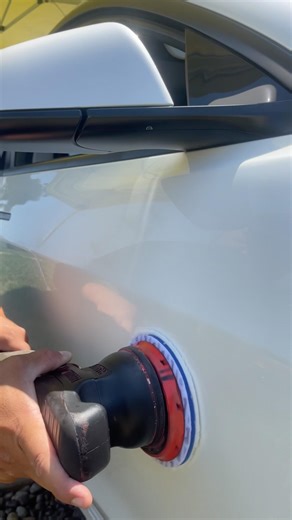 Tesla prep starts here 👀🔥 polishing the body before the wrap goes on