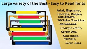 Custom Personalized Chrome-Plated Metal Laser Engraved Standard Size - Car/Automobile License Plate Frame with Free caps - Gold/Black Text (Qty: 1 Frame)