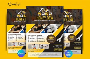 Construction Flyer Template | Premium DIY Canva Template Design for Handyman, Home Improvement Remodeling, Renovation ,carpentry Flyer - Etsy