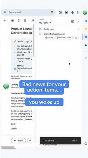 Gemini 1️⃣ Chaotic Inbox 0️⃣ Quickly turn emails into tasks and set reminders right from your inbox.