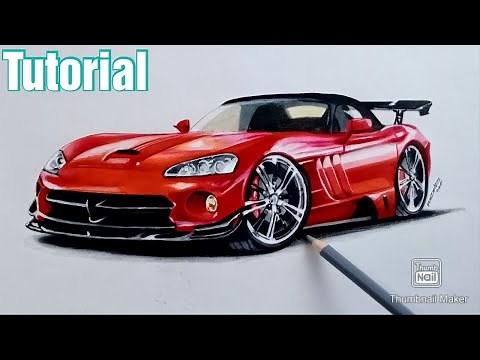 Tutorial - Color pencils and markers - How to draw a realistic car