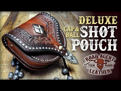 Making a 'Deluxe' Tooled Leather Shot Pouch Bag for Black Powder Leather Working ASMR