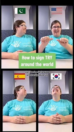 😅 How to sign “Try” in 4 sign languages - ASL, Pakistan, Spain, and South Korea