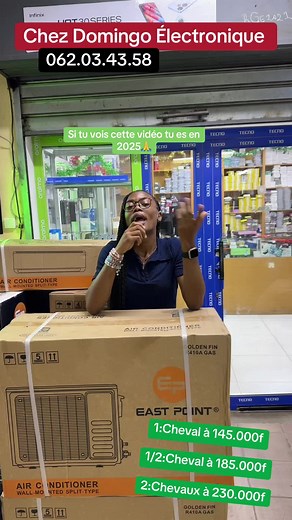 Stock de climatiseurs chez Domingo Électronique à Libreville