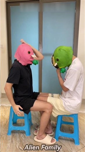 😂Our Alien Family Got WAY Too Competitive | Head Knock Game Ends in Chaos! #shorts #alienfamily