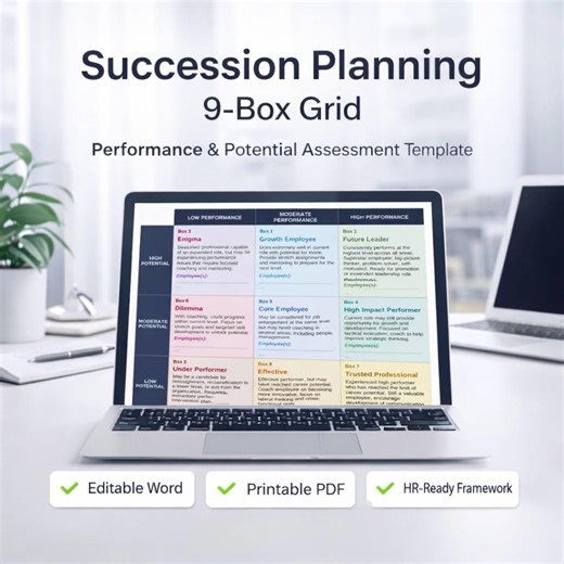 9-box Succession Planning Template | Performance & Potential Grid | HR Talent Matrix | Editable Word and PDF - Etsy UK