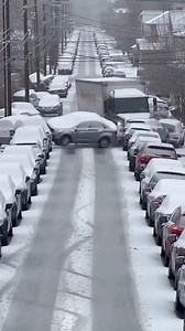 Box Truck Slides Down Icy Hill Hitting Cars Buffalo, New York — December 15, 2025 A winter storm turned a residential neighborhood into a chaotic scene on Friday morning as a large delivery truck lost control on a steep, icy street. The vehicle, unable to gain traction on the slick pavement, began a slow-motion slide that resulted in thousands of dollars in property damage. Security footage shows the box truck descending the narrow hill, its tires locked and useless against the layer of ice. As 