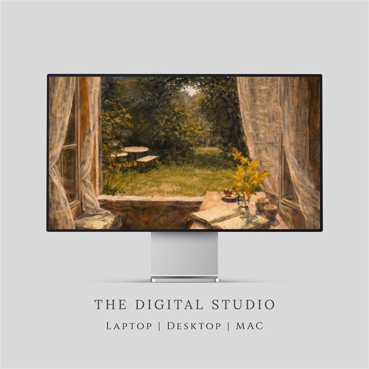 Cozy Cottage Window Desktop Wallpaper, Soft Vintage Garden View, Warm Aesthetic Cottagecore Floral Background (desktop, Laptop & Macbook) - Etsy