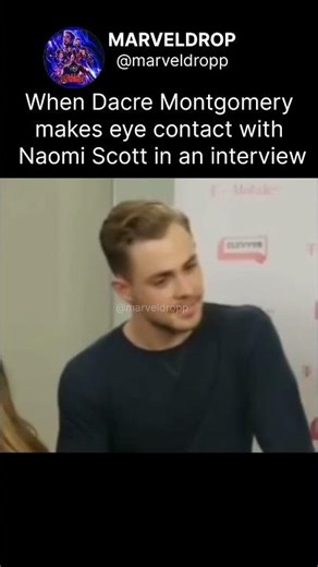 When Dacre Montgomery makes eye contact with Naomi Scott in an interview